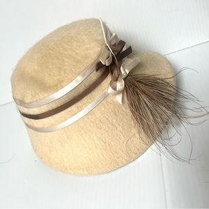 Styled by Abbye Cloche Bucket Hat - wool felt ribbon feather